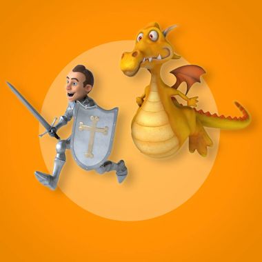 Knight ve dragon - illüstrasyon