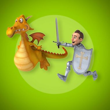 Knight ve dragon - illüstrasyon