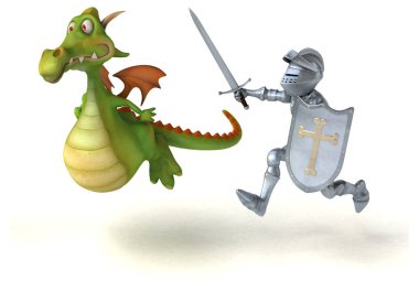Knight ve dragon - illüstrasyon