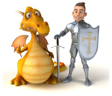 Knight ve dragon - illüstrasyon