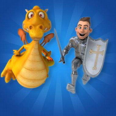 Knight ve dragon - illüstrasyon