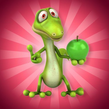  çizgi film karakteri ile elma