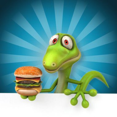 çizgi film karakteri hamburger ile