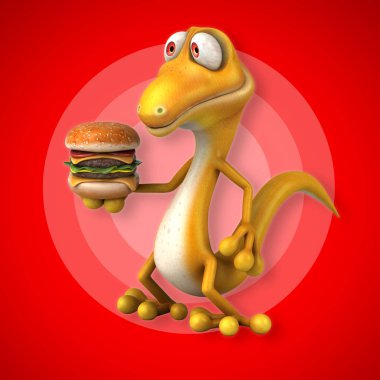 çizgi film karakteri hamburger ile