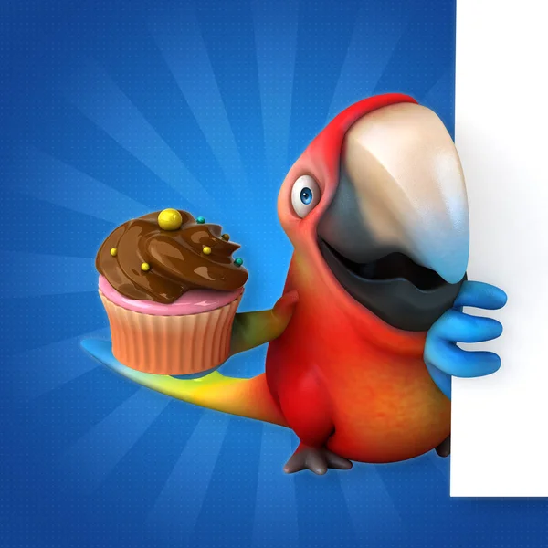 Cartoon character with cupcake — Stock Photo, Image