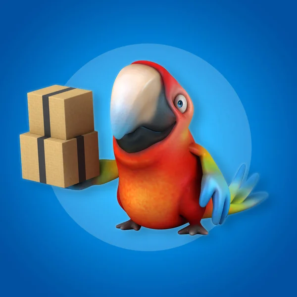 Personagem de desenho animado com caixas — Fotografia de Stock