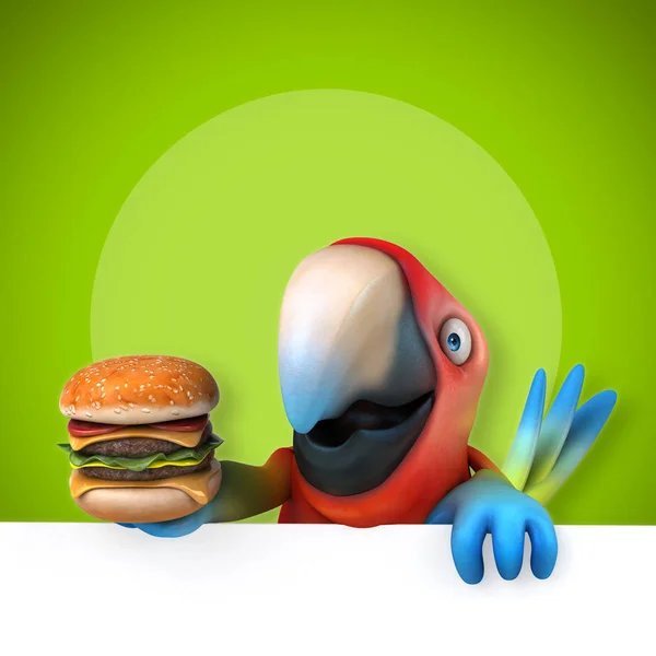 Personaggio dei cartoni animati con hamburger — Foto Stock