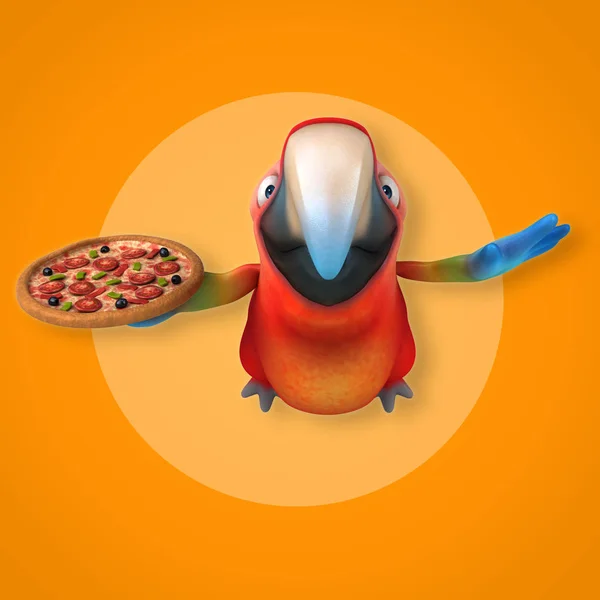 Cartoon character with pizza — Stock Photo, Image