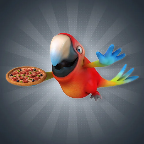 Zeichentrickfigur mit Pizza — Stockfoto