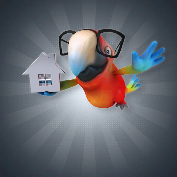 Papagaio segurando casa — Fotografia de Stock