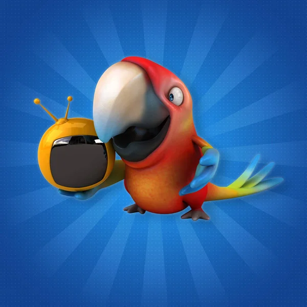 Papegoja som håller tv — Stockfoto
