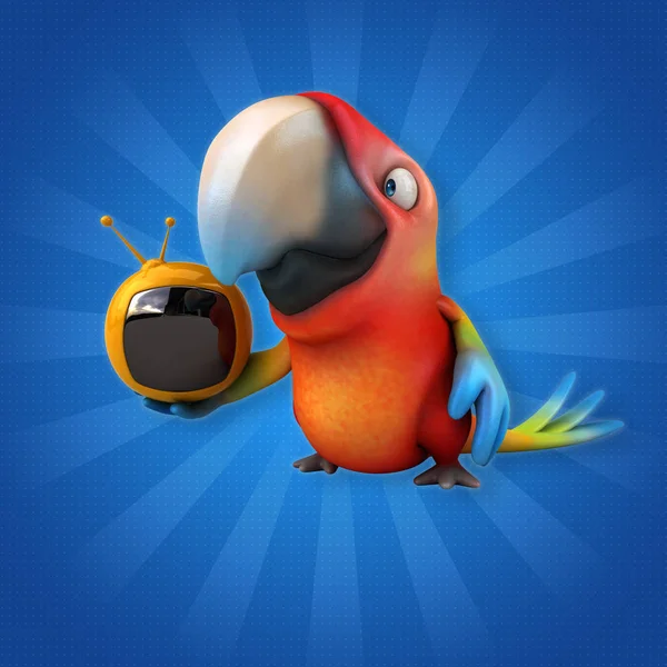 Papuga gospodarstwa tv — Zdjęcie stockowe