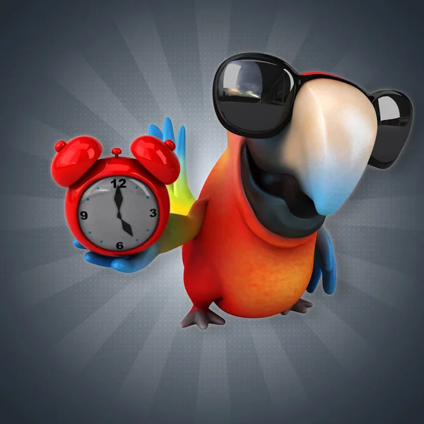 Papuga gospodarstwa zegar — Zdjęcie stockowe