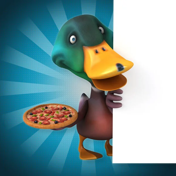 Personaggio dei cartoni animati con pizza — Foto Stock