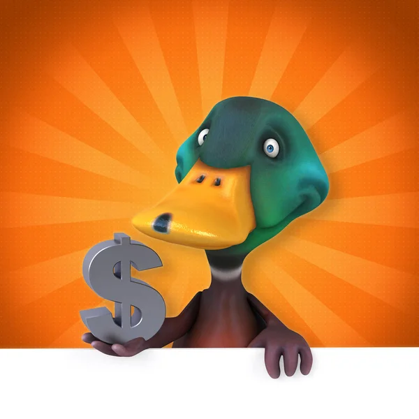 Personaje de dibujos animados con dólar — Foto de Stock