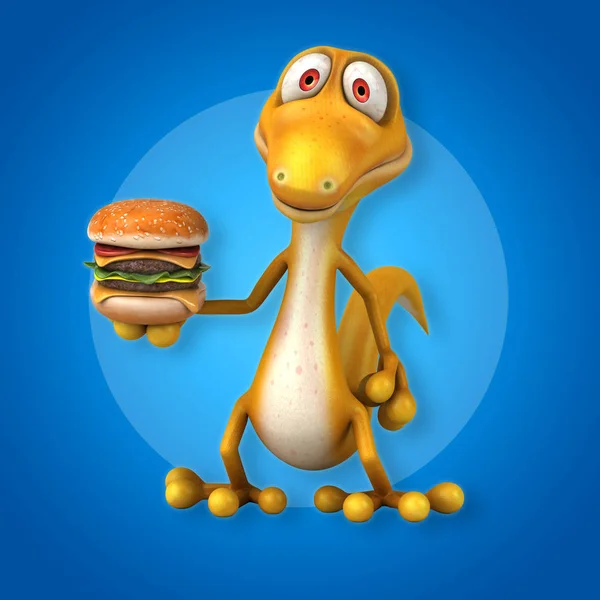 Мультяшний персонаж з гамбургером — стокове фото