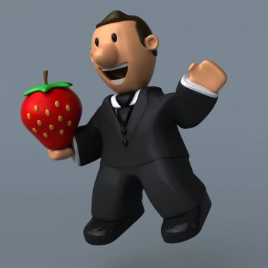 Çizgi film işadamı çilek ile  