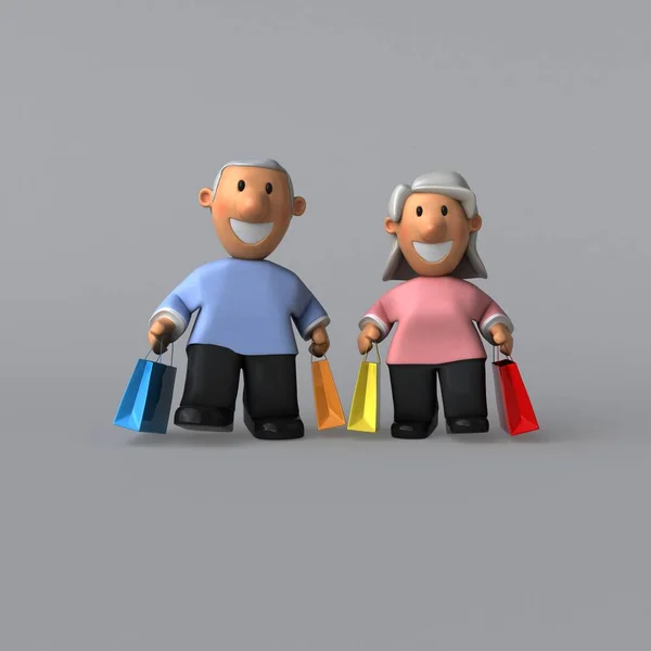 Vieux couple avec sacs — Photo