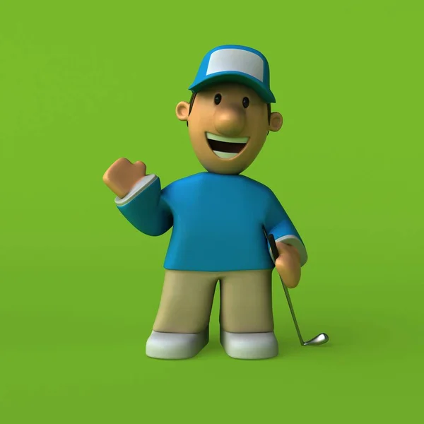 Divertente personaggio dei cartoni animati Golfer — Foto Stock