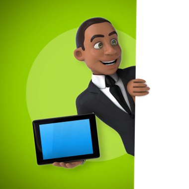 Elinde tablet tutan bir iş adamı