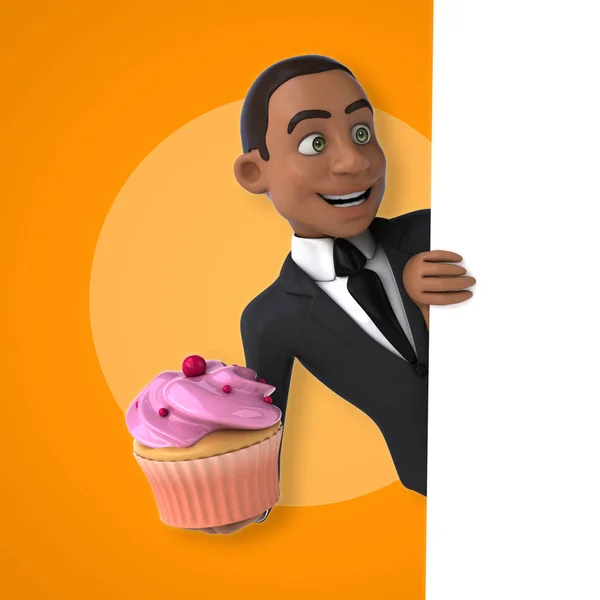 Businessman holding  cupcake — Stock Photo, Image