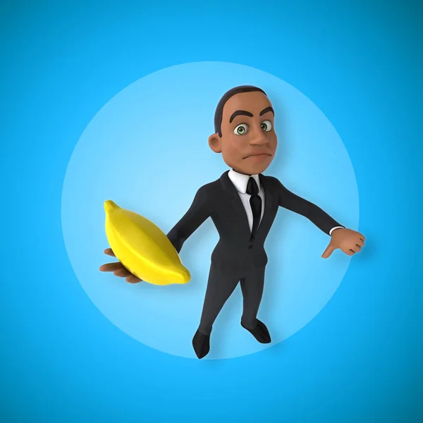 Businessman holding  banana — Stock Photo, Image