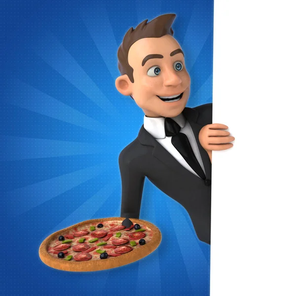 Businessman holding  pizza — Stock Photo, Image