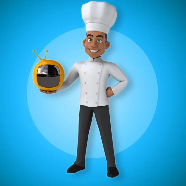 Chef-kok met tv — Stockfoto