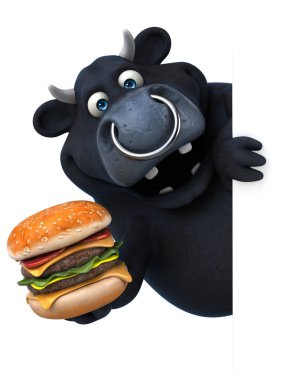 Komik çizgi film karakteri hamburger ile  