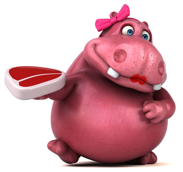 Personagem engraçado dos desenhos animados com carne — Fotografia de Stock