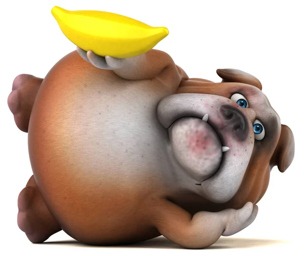 Zabawa postać z kreskówki z bananem — Zdjęcie stockowe