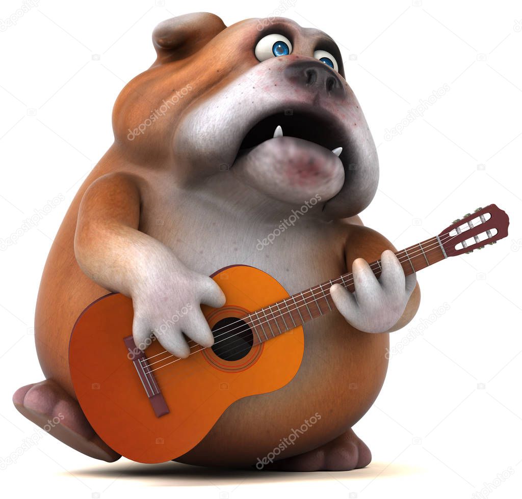 funny cartoon character playing music  