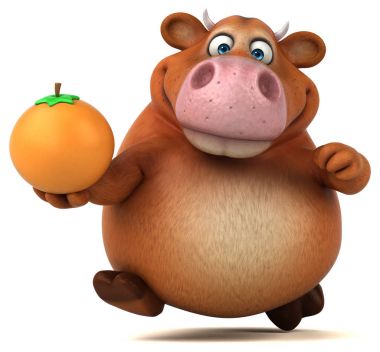 Çizgi film karakteri ile portakal