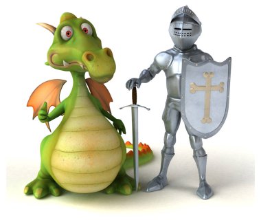 Knight ve dragon - illüstrasyon