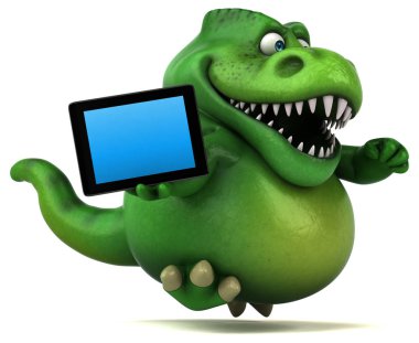 Tablet ile eğlenceli çizgi film karakteri 