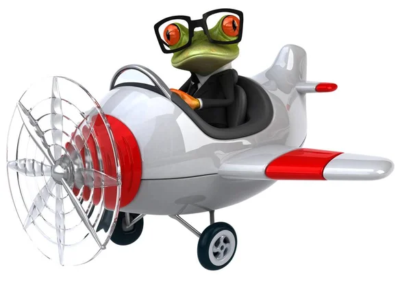 Fun frog on aeroplane — Stock Photo, Image