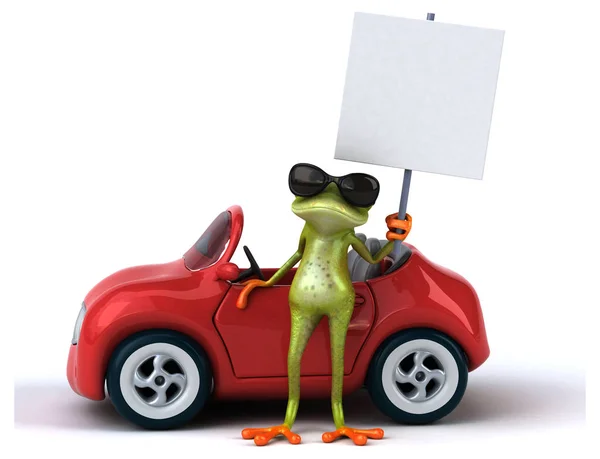 Fun frog with car — Stock Photo, Image