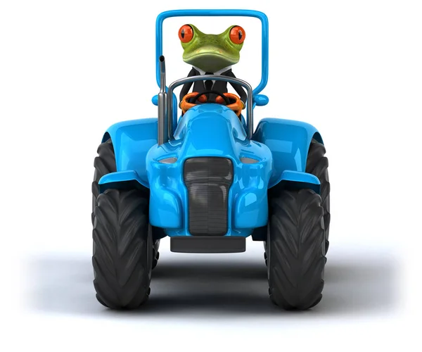 Fun frog on tractor — Stock Photo, Image