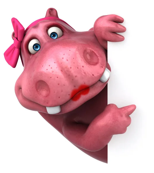 Hipopótamo rosa con tarjeta — Foto de Stock