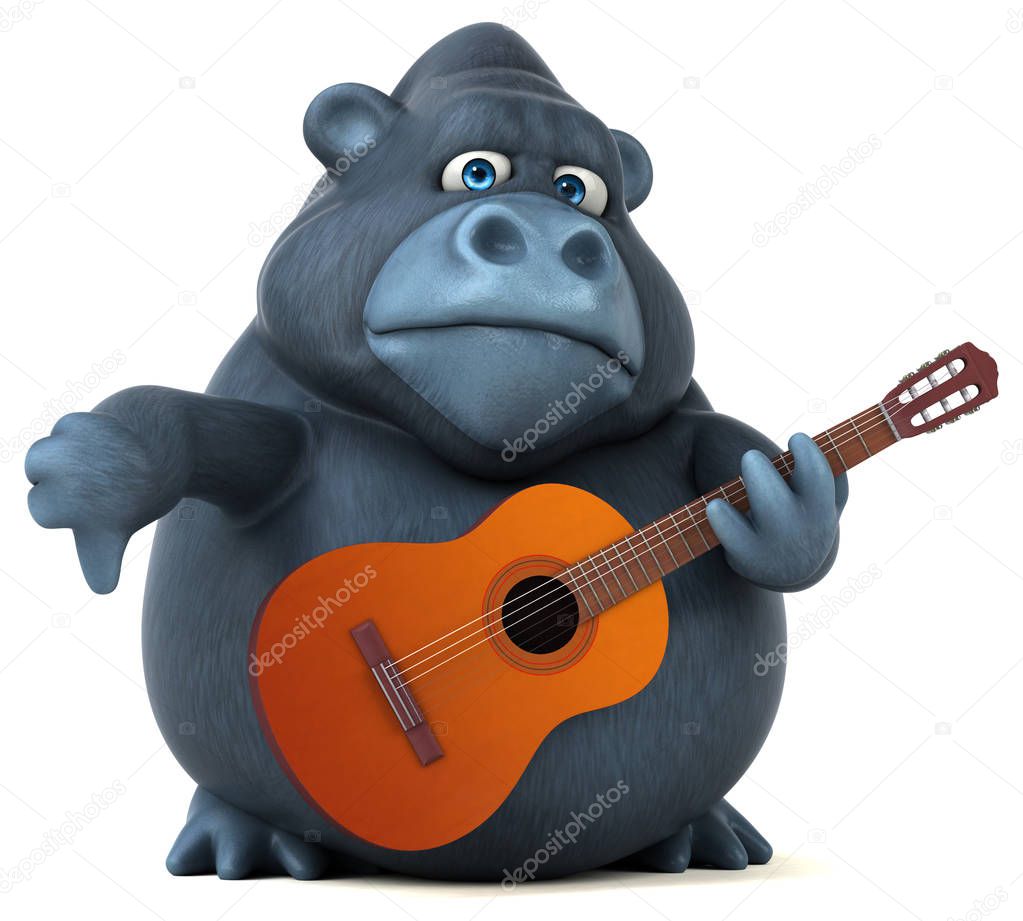 funny cartoon character playing music  