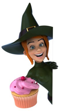 Seksi cadı holding cupcake