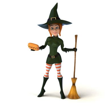 Seksi cadı holding hotdog