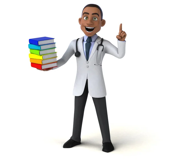 Cartoon character with books — Stock Photo, Image