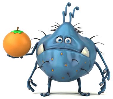 Eğlenceli çizgi film karakteri ile portakal