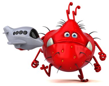 komik karikatür karakter holding uçak