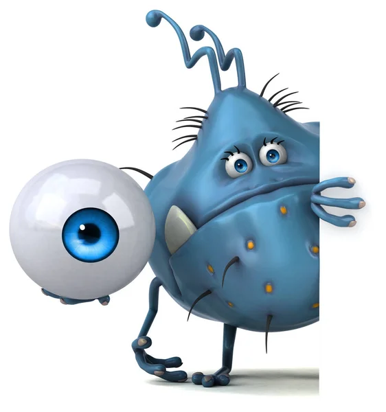 Funny cartoon character holding eye — Stock Photo, Image