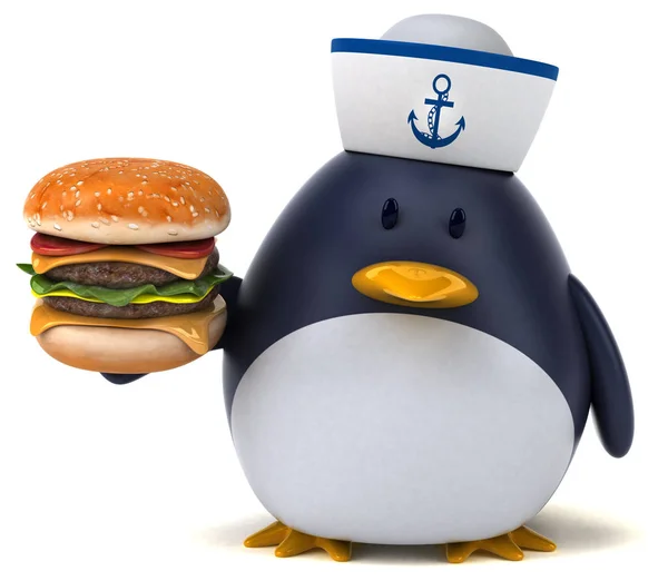 Lustige Cartoon-Figur mit Hamburger — Stockfoto