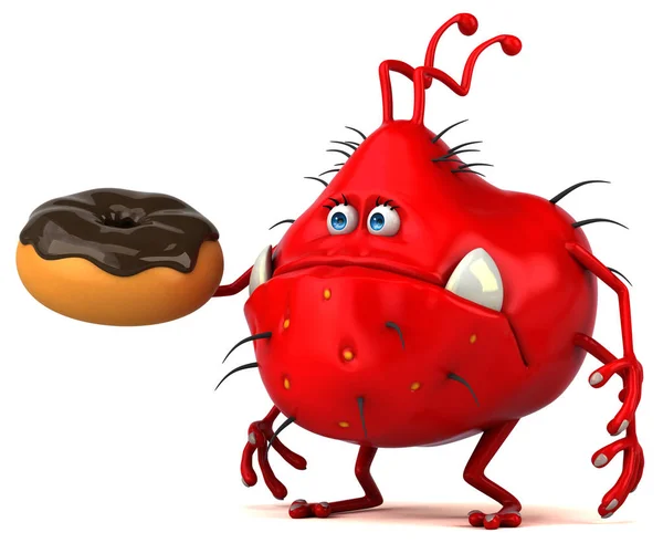 Personagem engraçado dos desenhos animados com donut — Fotografia de Stock