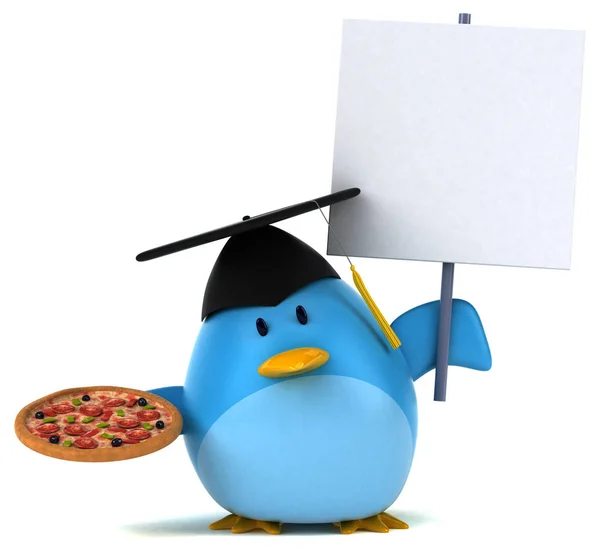 Personagem de desenho animado com pizza — Fotografia de Stock