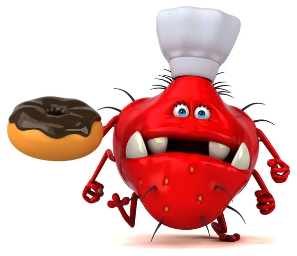 Смішний мультяшний персонаж з пончиком — стокове фото